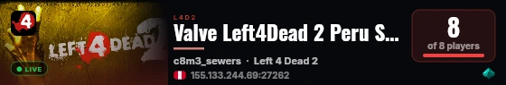 Valve Left4Dead 2 Peru Server (srcds1014-lim1.251.248) live status badge