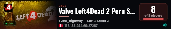 Valve Left4Dead 2 Peru Server (srcds1014-lim1.251.273) live status badge