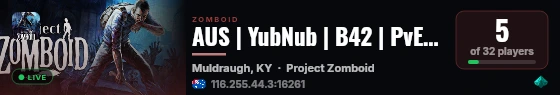 AUS | YubNub | B42 | PvE | Events | Mods live status badge