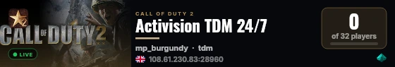 Activision TDM 24/7 live status badge
