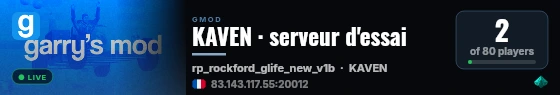 KAVEN · serveur d'essai live status badge