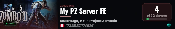 My PZ Server FE live status badge