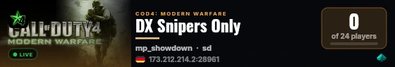 DX Snipers Only live status badge