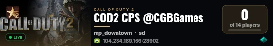 COD2 CPS @CGBGames live status badge