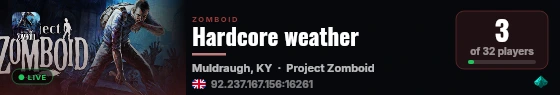 Hardcore weather live status badge