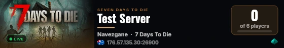 Test Server live status badge