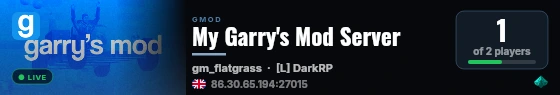 My Garry's Mod Server live status badge