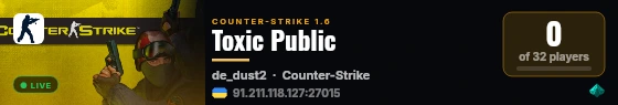 Toxic Public live status badge
