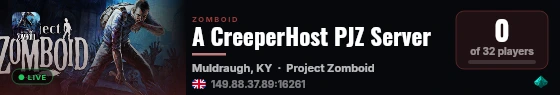A CreeperHost PJZ Server live status badge