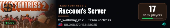 Raccoon's Server live status badge