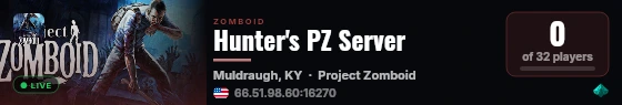 Hunter's PZ Server live status badge