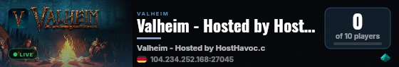 Valheim - Hosted by HostHavoc.com live status badge