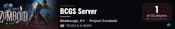 BCGS Server live status badge