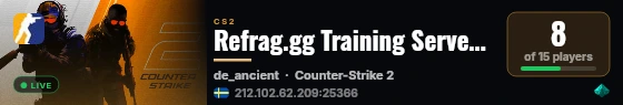 Refrag.gg Training Server (Competitor) live status badge