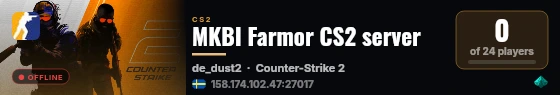 MKBI Farmor CS2 server live status badge