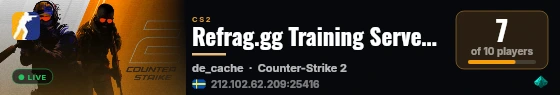 Refrag.gg Training Server (Player) live status badge