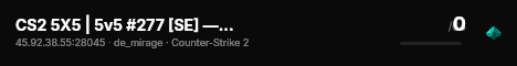 CS2 5X5 | 5v5 #277 [SE] — CYBERSHOKE.NET live status badge