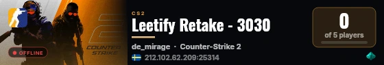 Leetify Retake - 3030 live status badge