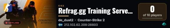 Refrag.gg Training Server (Player) live status badge