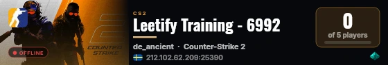 Leetify Training - 6992 live status badge