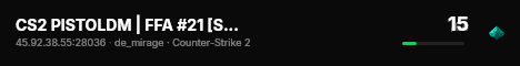 CS2 PISTOLDM | FFA #21 [SE] — CYBERSHOKE.NET (HSDM) live status badge