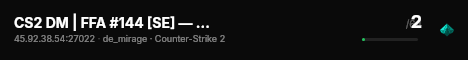 CS2 DM | FFA #144 [SE] — CYBERSHOKE.NET (20 SLOTS) live status badge