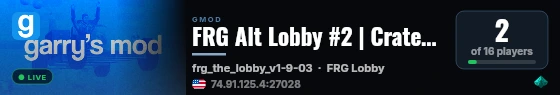 FRG Alt Lobby #2 | Crates Disabled live status badge