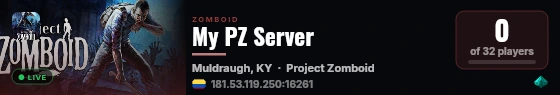 My PZ Server live status badge