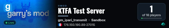 KTFA Test Server live status badge