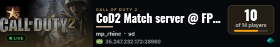 CoD2 Match server @ FPSChallenge.eu live status badge