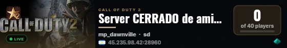 Server CERRADO de amigos live status badge