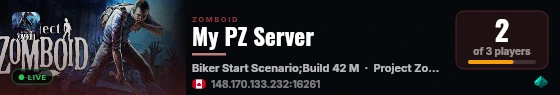 My PZ Server live status badge