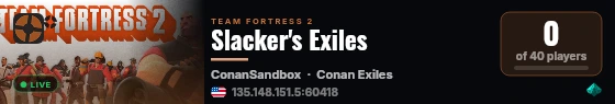 Slacker's Exiles live status badge