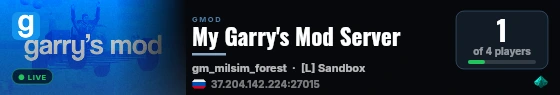 My Garry's Mod Server live status badge