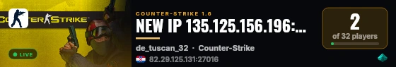 NEW IP 135.125.156.196:27016 live status badge