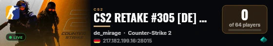 CS2 RETAKE #305 [DE] — CYBERSHOKE.NET (9 SLOTS) live status badge
