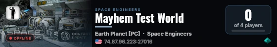 Mayhem Test World live status badge