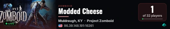 Modded Cheese live status badge