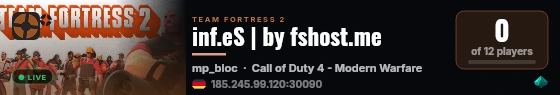 inf.eS | by fshost.me live status badge
