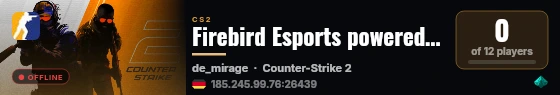 Firebird Esports powered by PRACC.COM live status badge