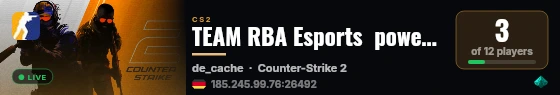 TEAM RBA Esports  powered by PRACC.COM live status badge