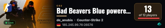 Bad Beavers Blue powered by PRACC.COM live status badge