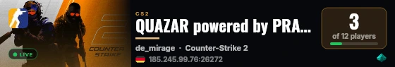 QUAZAR powered by PRACC.COM live status badge