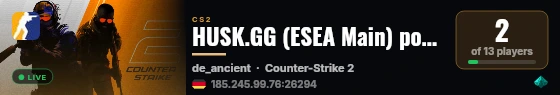 HUSK.GG (ESEA Main) powered by PRACC.COM live status badge