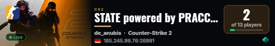 STATE powered by PRACC.COM live status badge