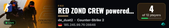 RED ZOND CREW powered by PRACC.COM live status badge