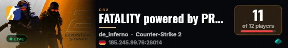 FATALITY powered by PRACC.COM live status badge