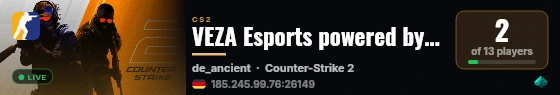VEZA Esports powered by PRACC.COM live status badge