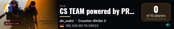 CS TEAM powered by PRACC.COM live status badge