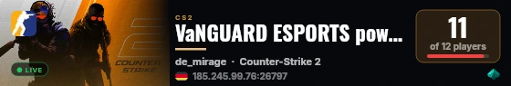 VaNGUARD ESPORTS powered by PRACC.COM live status badge